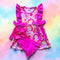 Girls Pink Rainbow Shorts Set with Matching Bow