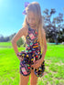 Girls Preppy School Skort Set with Matching Bow