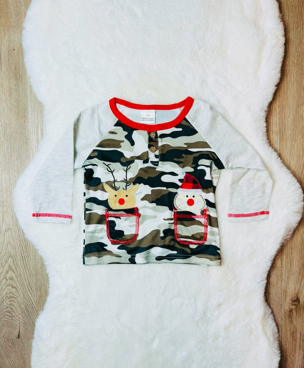 Bowtism Boys Camo Holiday Shirt - Bowtism