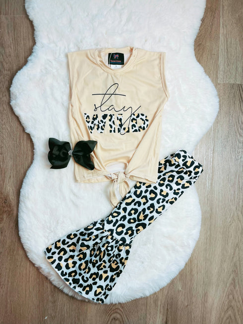 Bowtism Stay Wild Flare Pants Set with Matching Bow - Bowtism