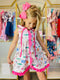 Bowtism Girls Zoo Friends Ruffled Towel Dress with Matching Bow - Bowtism
