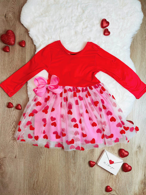 Bowtism Forever Valentine Day Tutu Dress With Matching Bow - Bowtism