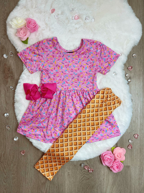 Bowtism Ice Cream Party Pants Set With Matching Bow - Bowtism