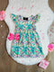 Bowtism Bright Palm Tree Inspired Flutter Dress with Matching Bow - Bowtism