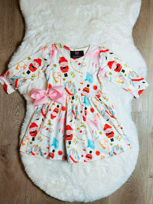 Bowtism Pastel Nutcracker Dreams  Twirl Dress with Matching Bow - Bowtism