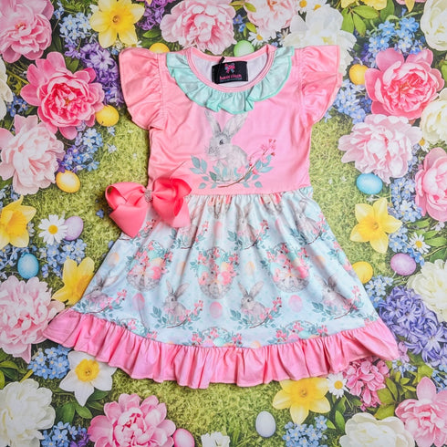 Girl’s Pink Easter Bunny Dress with matching bow