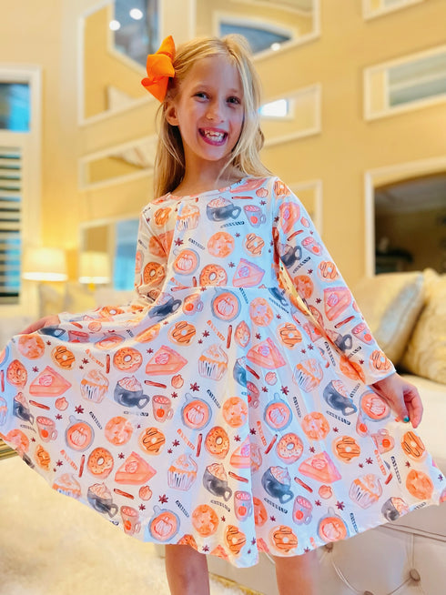 Bowtism Pumpkin Latte Please Dress with Matching Bow - Bowtism