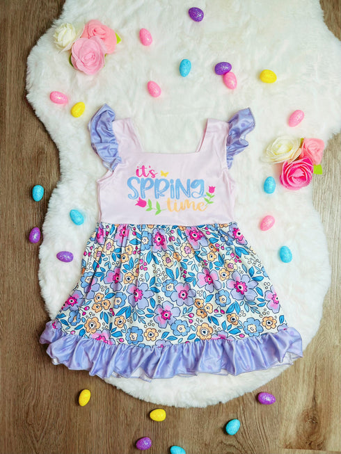 Bowtism It's Spring Ruffle Dress with Matching Bow - Bowtism