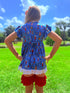 Girls Fireworks Shorts Set with Matching Bow