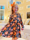 Bowtism Mallory Floral Pumpkin Twirl Dress with Matching Bow - Bowtism