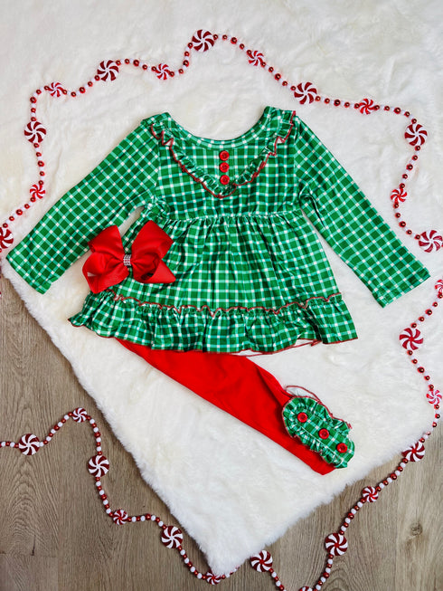 Bowtism Premier Plaid Holiday Set with Matching Bow - Bowtism