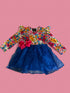 Girls Bright Floral Tutu Dress with Matching Bow - Bowtism