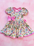 Girls Pink Pocket Preppy School Dress with Matching Bow