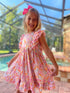Girls Pink Back To School Dress with Matching Bow - Bowtism