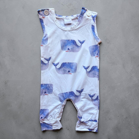 Baby Boy Whale Romper in Whale Print | Bowtism