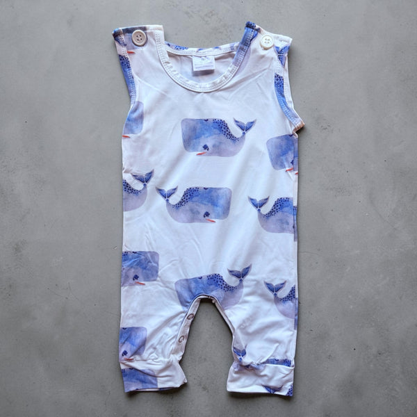 Baby Boy Whale Romper in Whale Print | Bowtism