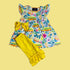 Girls Floral School Bus Shorts Set with Matching Bow - Bowtism