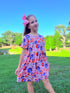 Girls Pink Donut July 4th Dress with Matching Bow