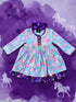 Girls' Watercolor Unicorn Floral Twirl Dress & Matching Bow