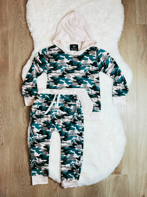 Bowtism Boys Camo Hoodie Lounge Pants Set - Bowtism