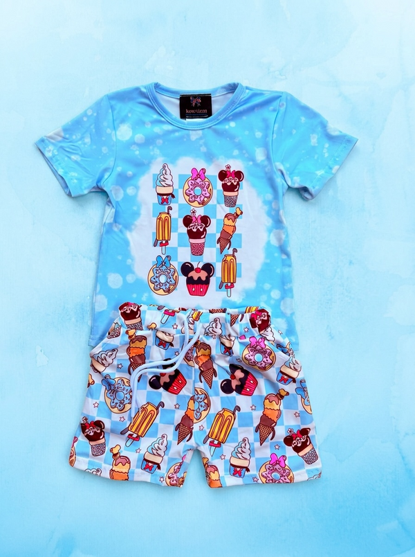 Boys Blue Mouse Treats Theme Park Shorts Set