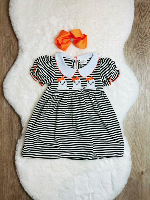 Bowtism Halloween Ghost Dress with Matching Bow - Bowtism