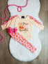 Bowtism Girls Eat Pray Give Thanks Pumpkin Pie Pants Set with Matching Bow - Bowtism