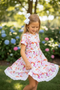 Girls White Flower Flutter Dress & Matching Bow