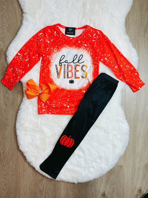 Bowtism Girls Fall Vibes Pant Set with Matching Bow - Bowtism