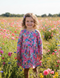 Girls Floral flowerfield Dress + Matching Bow