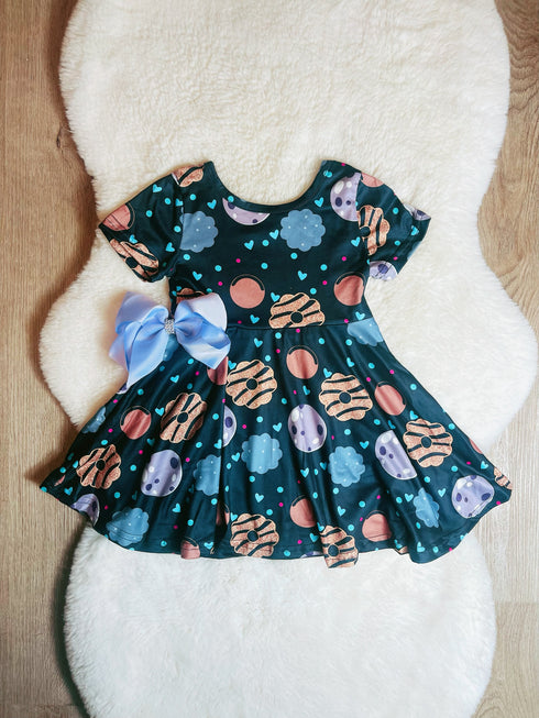 Bowtism Girls Cookie Dress with Matching Bow - Bowtism