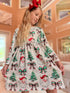 Girls Pink Preppy Christmas Tree Dress with Matching Bow - Bowtism