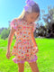 Girls Preppy School Print Shorts Set with Matching Bow