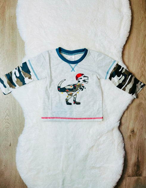 Bowtism Boys Dino Holiday Shirt - Bowtism