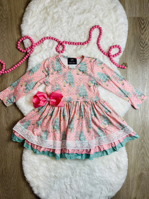 Bowtism Nutcracker Lace Layered Dress with Matching Bow - Bowtism