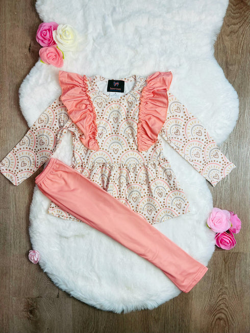 Bowtism Hearts On Fire Pants Set with Matching Bow - Bowtism