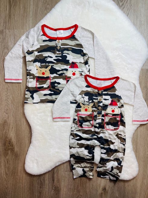 Bowtism Boys Camo Holiday Romper - Bowtism