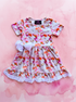 Girls White Flower Flutter Dress & Matching Bow