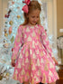 Bowtism Girls Pink Christmas Tree Twirl Dress with Matching Bow - Bowtism