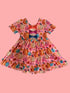Girls Pink Pumpkin Bow Cut Out Dress with Matching Bow - Bowtism