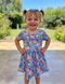 Girl’s Pink Tropical Floral Dress with matching bow