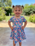Girls Tropical Floral Dress + Matching Bow (Pink)