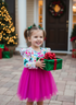 Girls Pink Christmas Tutu Dress with matching bow