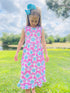 Girls Preppy Seahorse Long Beach Dress with Matching Bow - Bowtism