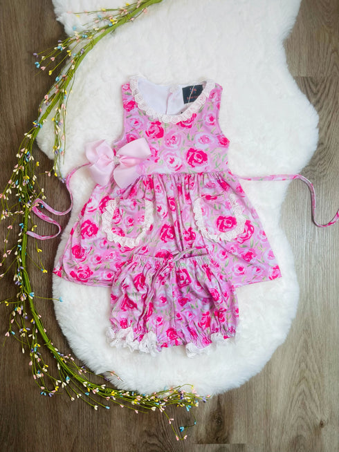 Bowtism Sweet Rose Shorts Set with Matching Bow - Bowtism