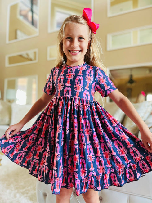 Bowtism Lobster Yacht Party Dress with Matching Bow - Bowtism