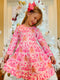 Bowtism Girls Pink Christmas Gingerbread Twirl Dress with Matching Bow - Bowtism