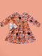 Girls Thanksgiving Pumpkin Twirl Dress with Matching Bow - Bowtism