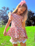 Girls Apple School Print Shorts Set with Matching Bow