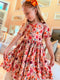 Girls Fall Floral Bow Dress with Matching Bow - Bowtism